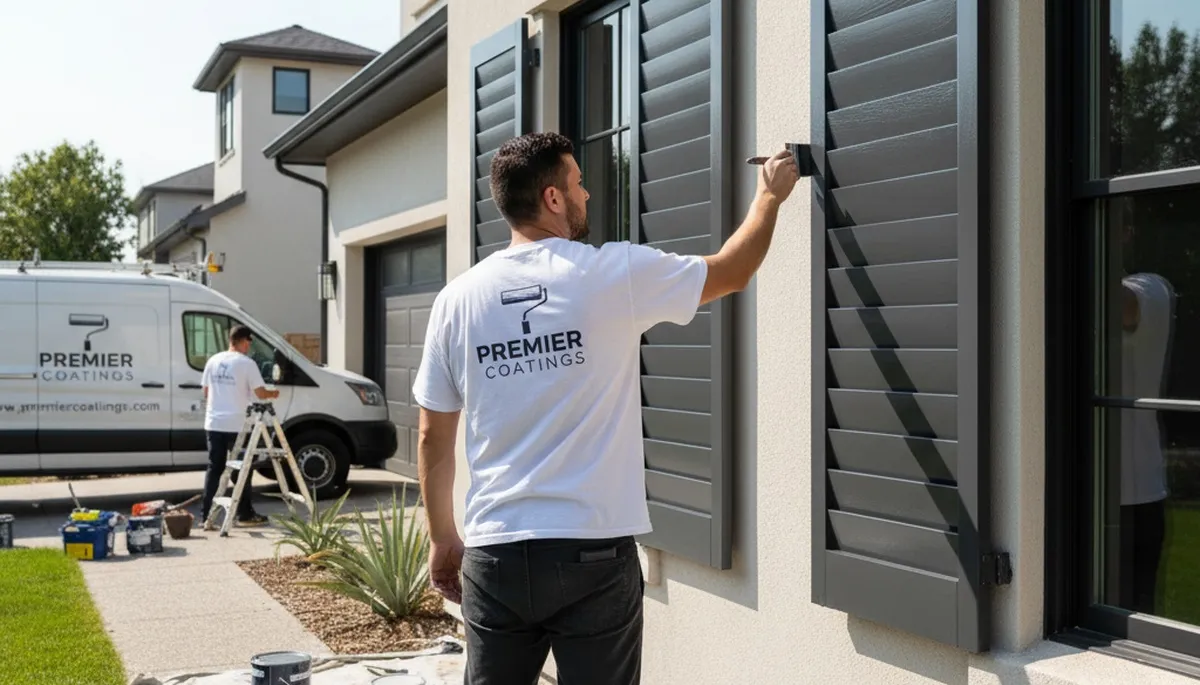Professional shutter painting and refinishing on a coastal home in Saint Petersburg, FL